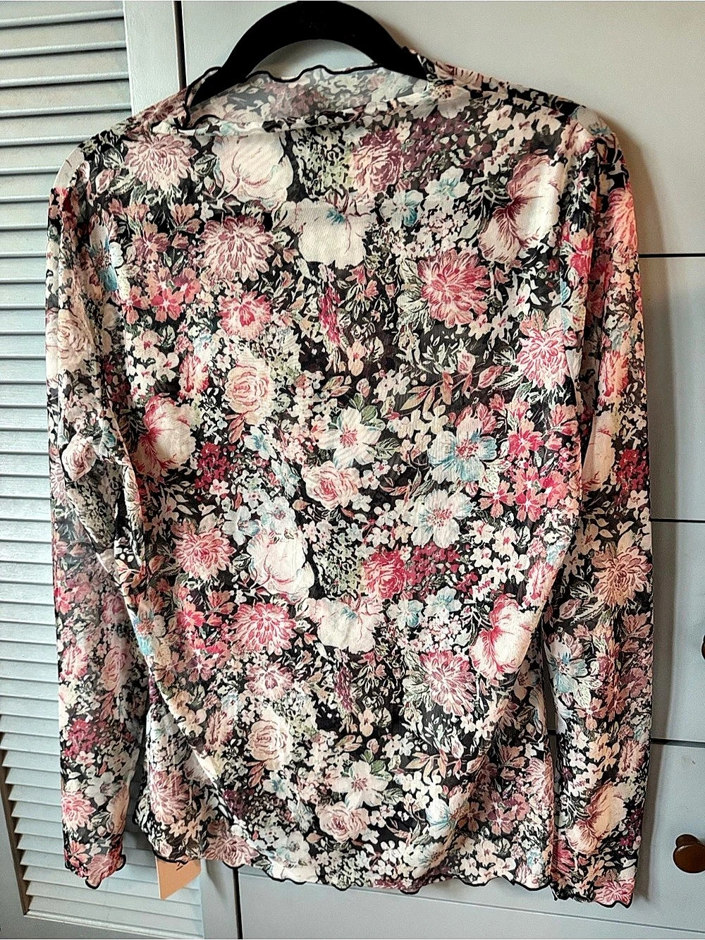 MOHHOM Floral Blouse in Black & Pink XL NWT